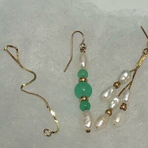 14k Yellow Gold Single Scrap Dangle Earrings 2.10g